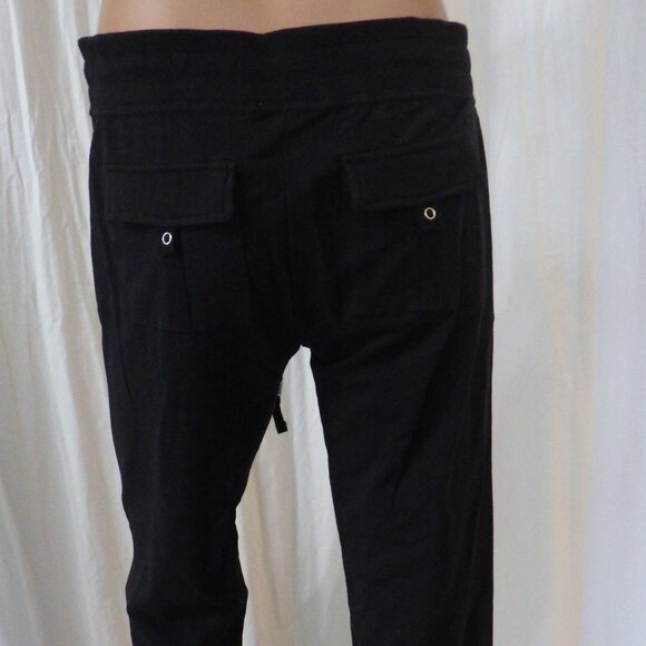 NWT BCBG sz SM MED LG XL 95% cotton BLK SILVER TWIN ROSE BUTTERFLY 2PC TRACKSUIT - Picture 10 of 16